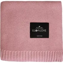 LullaLove Duży koc całoroczny bambus-bawełna 120x100cm pudrowy róż