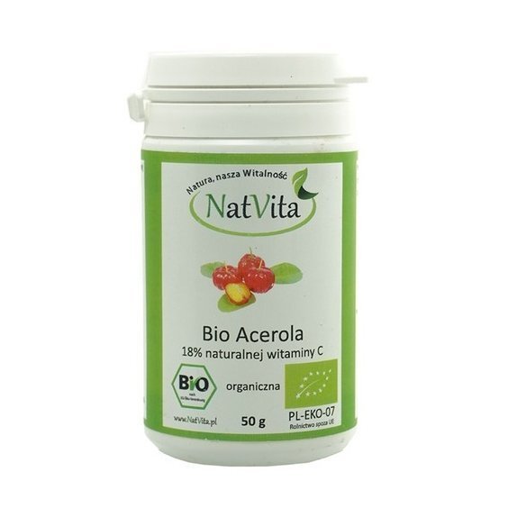 Acerola mielona 18% naturalnej witaminy C 50 g Natvita cena 26,15zł