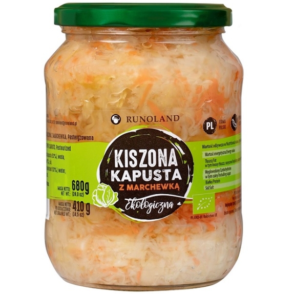 Kapusta kiszona z marchewką 680 g (410g) BIO Runoland cena 8,29zł