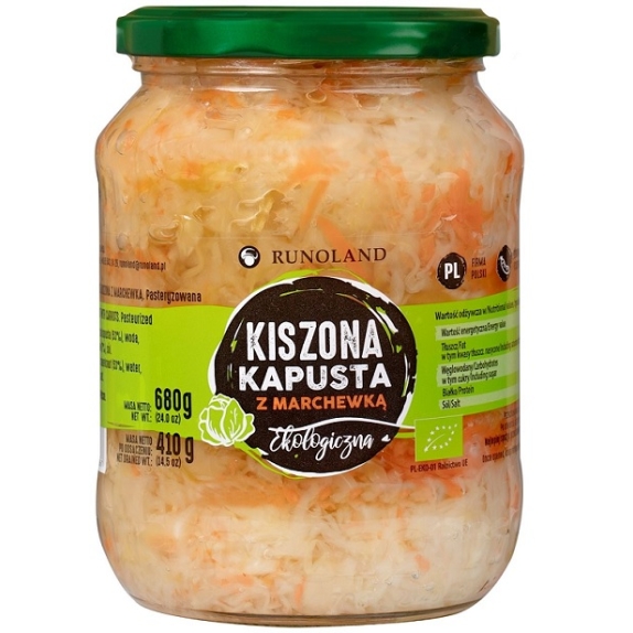 Kapusta kiszona z marchewką 680 g (410g) BIO Runoland cena 8,19zł