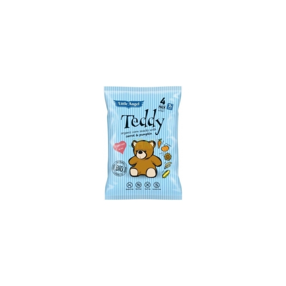 Chrupki kukurydziane z suszoną marchewką i dynią od 7 miesiąca Teddy 4x15g BIO Little Angel cena 9,39zł