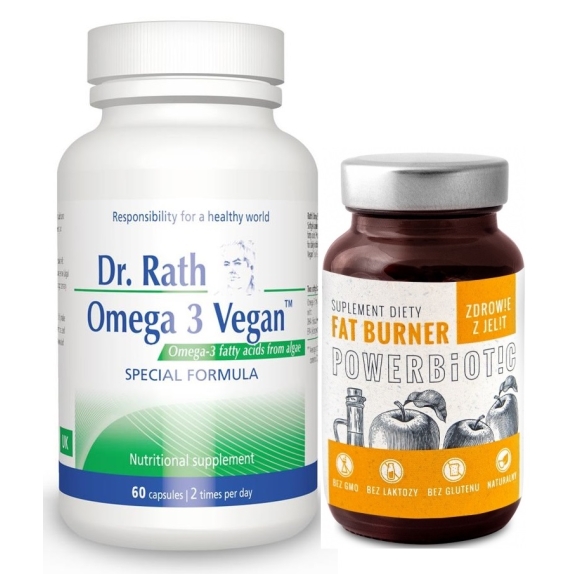 Dr Rath Omega 3 Vegan 60 kapsułek + Powerbiotic Fat Burner Ocet jabłkowy 60 kapsułek Ecobiotics cena 222,99zł