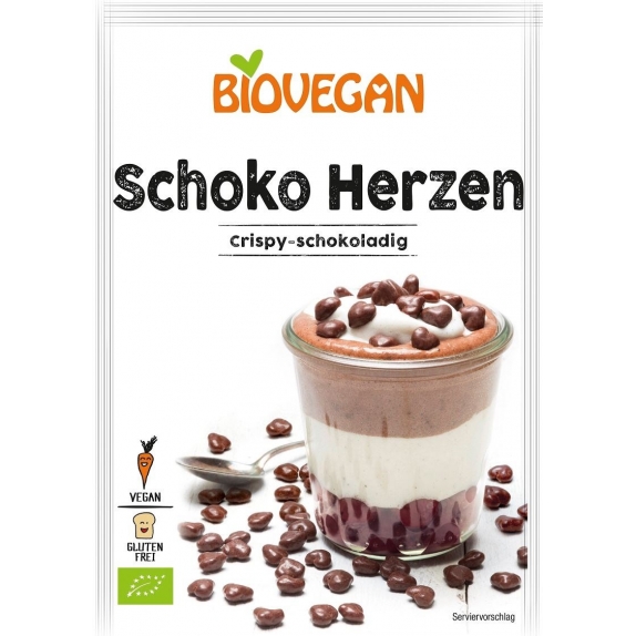 Posypka dekoracyjna czekoladowe serduszka 35 g BIO BioVegan cena 3,37$