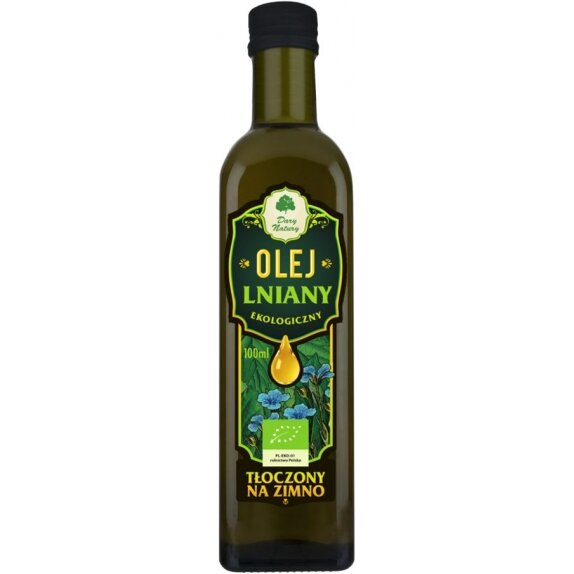 Olej lniany virgin 100 ml BIO Dary Natury cena 18,45zł