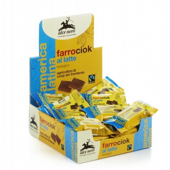 Herbatniki orkiszowe w mlecznej czekoladzie 28 g BIO Alce Nero cena 4,39zł