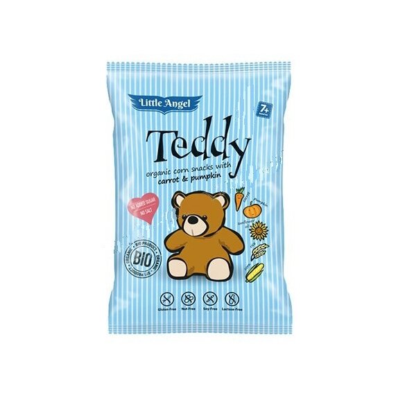 Chrupki kukurydziane z suszoną marchewką i dynią od 7 miesiąca Teddy 30g BIO Little Angel cena 4,75zł