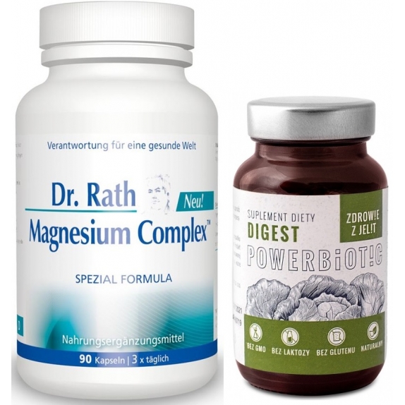 Dr Rath Magnesium Komplex 90 kapsułek + Powerbiotic Digest Kapusta 60 kapsułek Ecobiotics cena 180,90zł