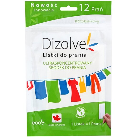 Dizolve listki do prania bezzapachowe 12 sztuk cena 13,59zł