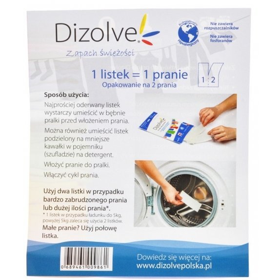 Dizolve listki do prania zapachowe 2 sztuki cena 5,55zł