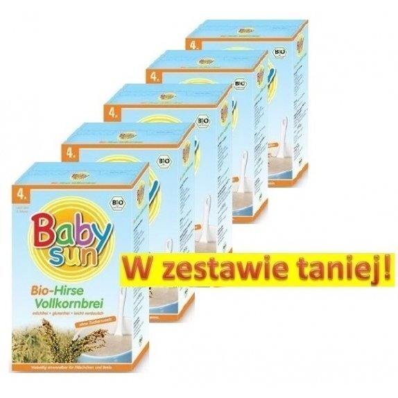 Kaszka dla dzieci jaglana od 4 miesiąca 5 sztuk po 250 g Baby Sun cena 58,55zł