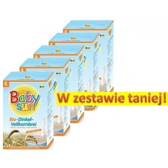 Kaszka dla dzieci orkiszowa od 4 miesiąca 5 sztuk po 250 g Baby Sun cena €13,50
