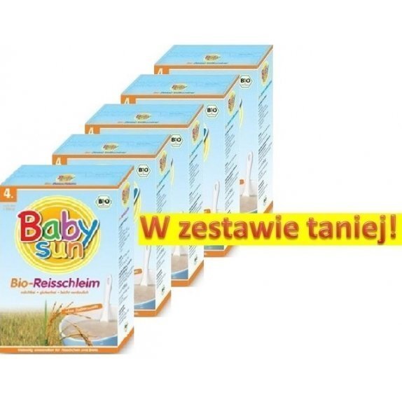 Kaszka dla dzieci ryżowa od 4 miesiąca 5 sztuk po 250 g Baby Sun cena 56,45zł