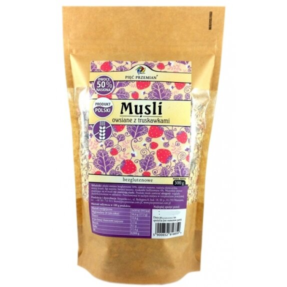 Musli owsiane z truskawkami 500 g Pięć Przemian  cena €4,14