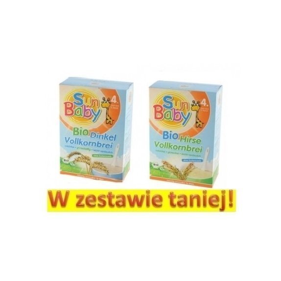 Kaszki mix zestaw: jaglana 3 sztuki po 250 g+ orkiszowa 2 sztuki po 250 g Baby Sun cena 59,75zł