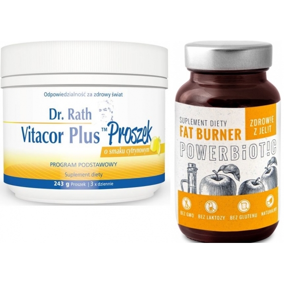 Dr Rath Vitacor plus drink 243 g + Powerbiotic Fat Burner Ocet jabłkowy 60 kapsułek Ecobiotics cena 419,50zł