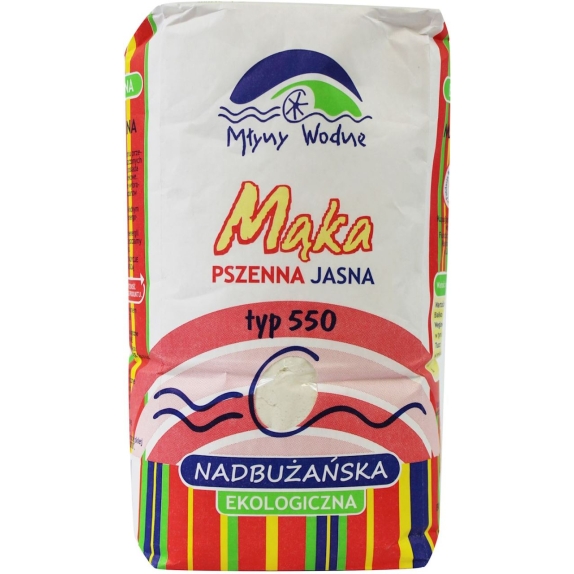 Mąka pszenna jasna typ 550 1 kg BIO Młyny Wodne cena €2,46