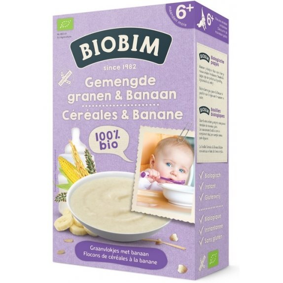Kaszka dla dzieci miks ziaren z bananen bezglutenowa/bezmleczna 6+ BIO 250g Biobim cena 15,20zł