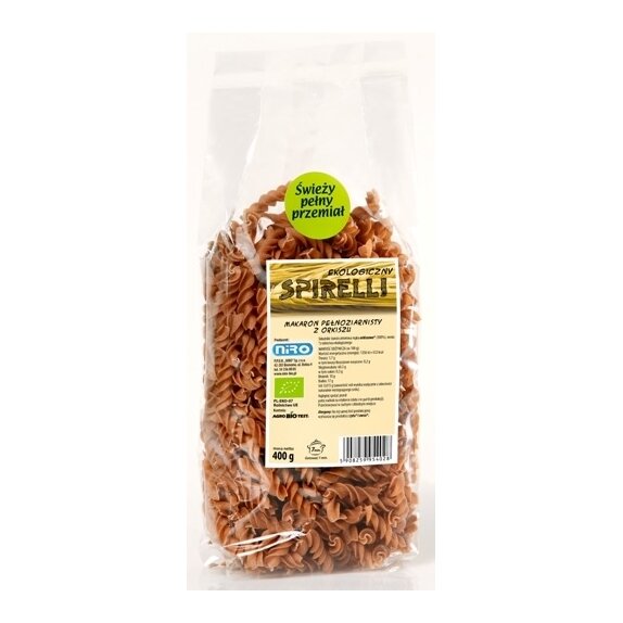 Makaron pełnoziarnisty z orkiszu spirelli 400 g BIO Niro cena €3,05