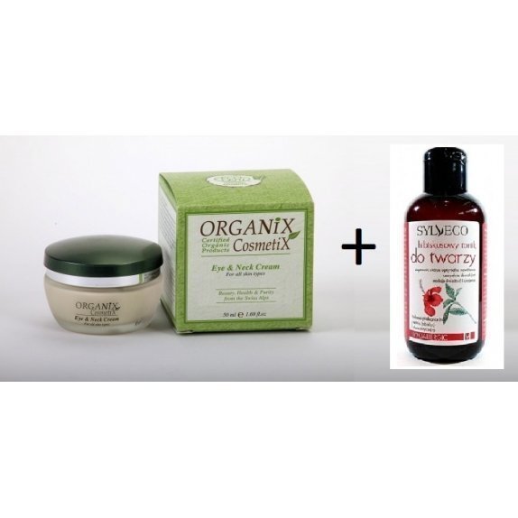 Organiczny krem pod oczy i na szyję 50 ml Organix Cosmetix+Sylveco tonik do twarzy hibiskus 150 ml cena 36,59zł