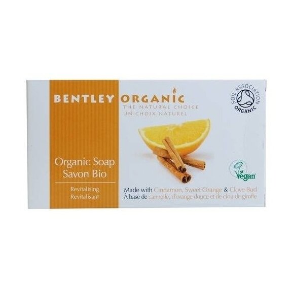 Bentley Organic odżywiające mydło z cynamonem,słodką pomarańczą i goździkami 150 g cena 17,25zł