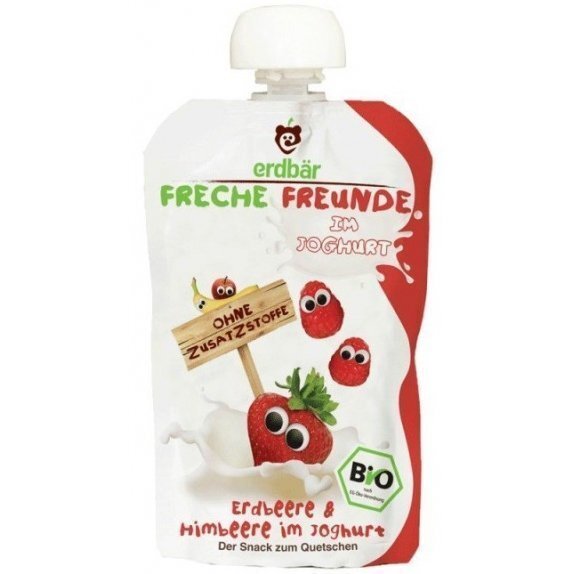 Jogurt do wyciskania truskawkowo - malinowy 100 g Erdbar cena 7,20zł