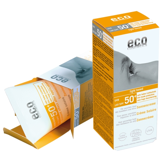 Eco cosmetics krem na słońce spf 50 z rokitnikiem i oliwką lekko tonowany 75ml  cena 82,50zł
