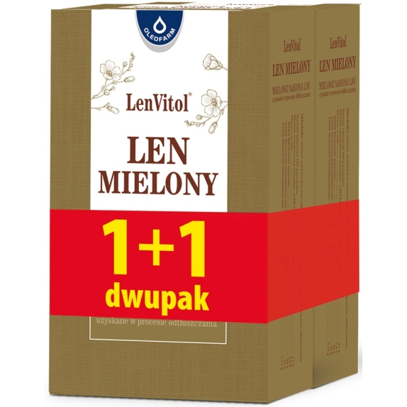 Len mielony odtłuszczony 200g+200g Oleofarm cena 9,90zł