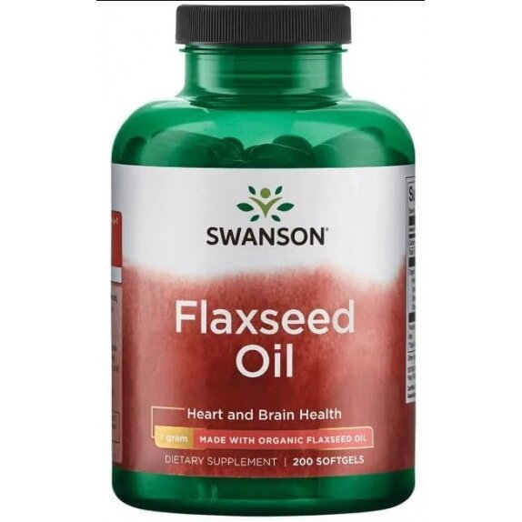 Swanson Flaxseed Oil ( olej z siemienia lnianego) Omega 3-6-9 1000 mg 200 kapsułek cena €20,13