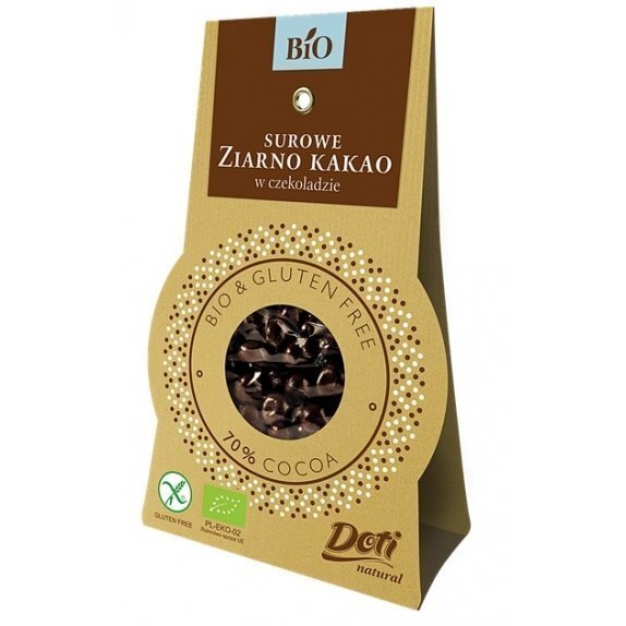 Surowe ziarno kakao w czekoladzie deserowej bezglutenowe 50 g Doti cena 7,30zł