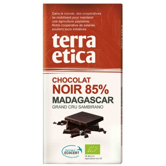 Czekolada gorzka 85% Madagaskar fair trade 100g BIO Terra Etica cena 4,82$