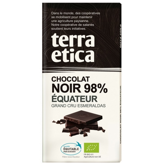 Czekolada gorzka 98% Ekwador fair trade 100g BIO Terra Etica  cena 13,50zł