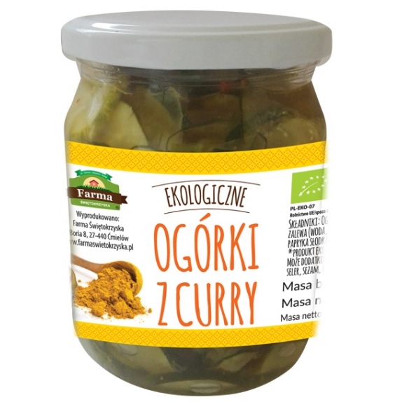 Ogórki z curry 480g (320g) BIO Farma Świętokrzyska cena 10,87zł