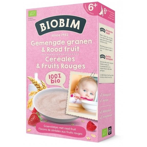 Kaszka dla dzieci wielozbożowa z malinami i truskawkami 6+ BIO 200 g Biobim cena 15,79zł