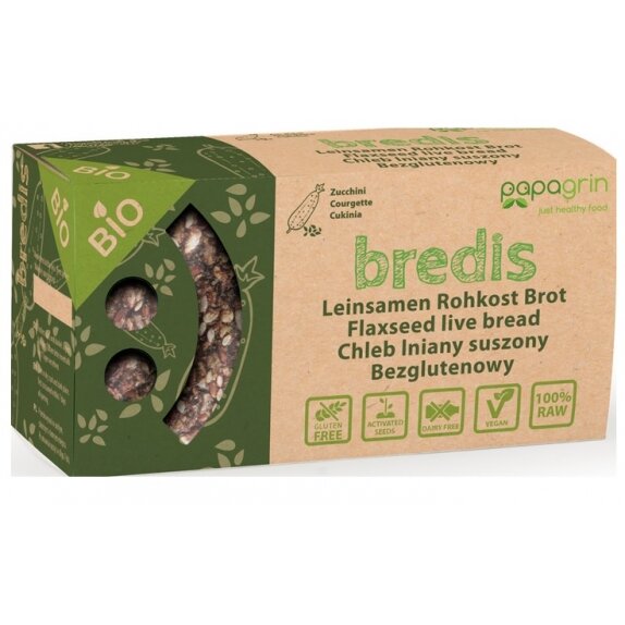 Chleb lniany suszony z cukinią bezglutenowy 70g BIO Papagrin cena €3,51
