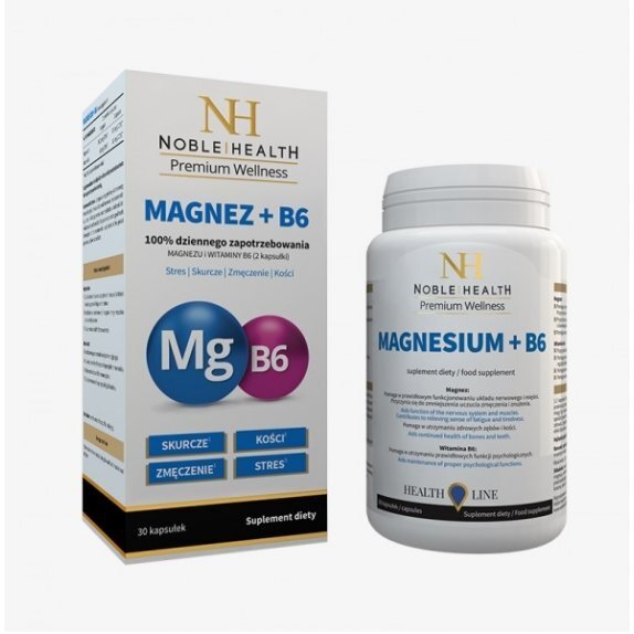 Magnez+B6 30 kapsułek Noble Health cena 29,25zł