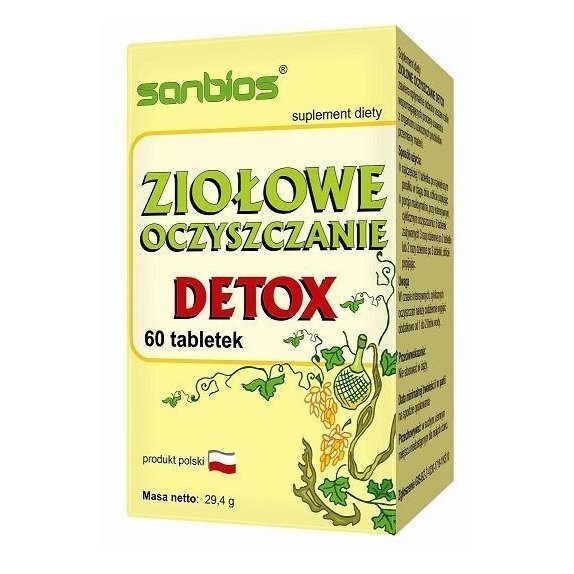Sanbios ziołowe oczyszczanie Detox 60 tabletek cena 19,70zł