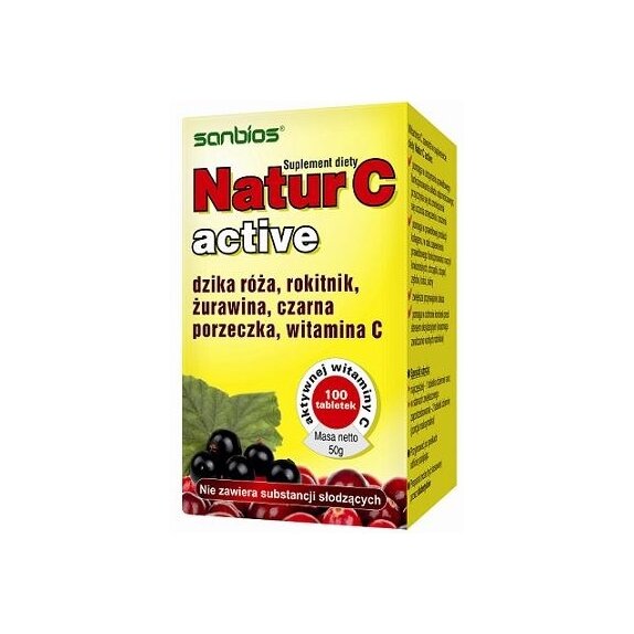 Sanbios natur C active 100 tabletek cena 20,19zł