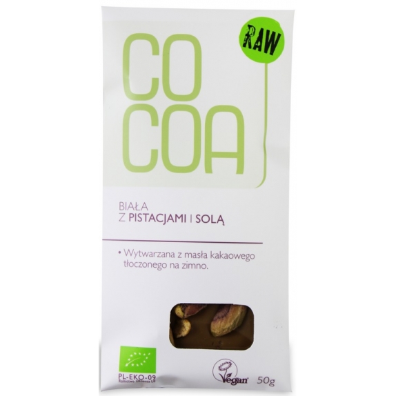 Cocoa tabliczka biała z pistacjami i solą 50 g BIO cena 11,55zł