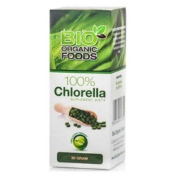 Chlorella Vulgaris 30 g (150 tabletek po 200 mg) Bio Organic Foods cena 19,85zł