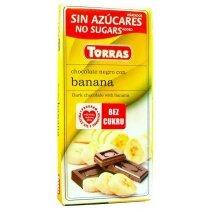 Czekolada gorzka z bananami bez  cukru 75g Torras
