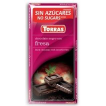 Czekolada gorzka z truskawkami bez dodatku cukru 75g Torras