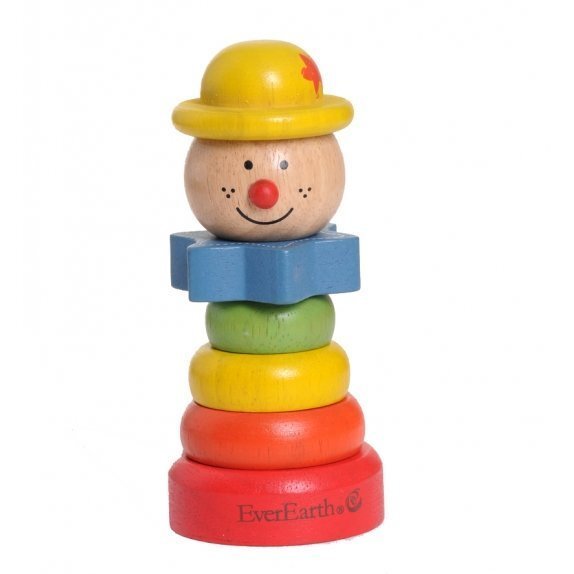 Pomysł na prezent dla dziecka drewniany rozkładany klaun, żółty kapelusz (od 12 miesiąca) EverEarth cena 47,19zł