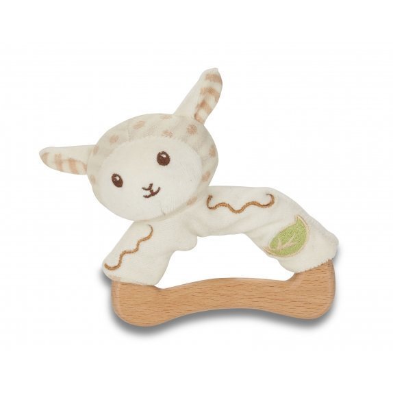 Pomysł na prezent dla dziecka drewniono-bawełniany chwytak, owieczka 1 sztuka EverEarth cena 51,09zł
