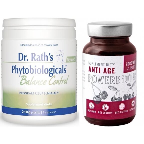 Dr Rath Phytobiologicals Balance Control proszek 210g Powerbiotic Anti Age Wiśnia 60 kaps Ecobiotics cena 279,99zł