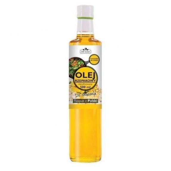 Olej rzepakowy do smażenia, zimnotłoczony, nierafinowany 500 ml  Dr Gaja cena 17,73zł