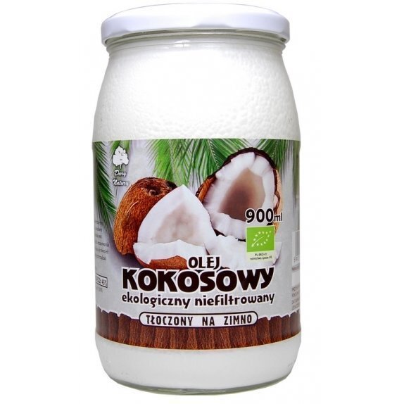 Olej kokosowy tłoczony na zimno 900 ml Dary Natury cena 41,69zł