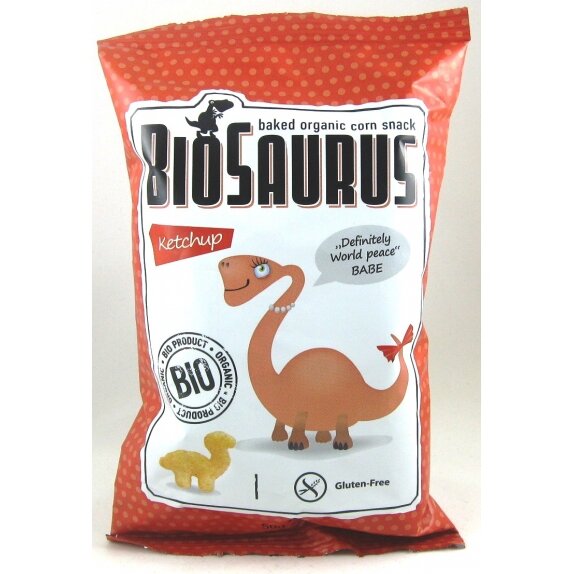 Chrupki kukurydziane ketchupowe bezglutenowe BioSaurus 15g BIO McLloyd's cena 2,45zł
