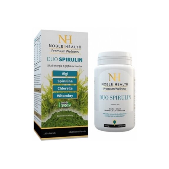 Duo Spirulin 120 tabletek Noble Health cena 39,99zł