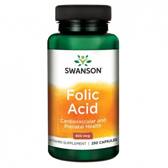 Swanson kwas foliowy (Folic Acid) 800 mcg 250 kapsułek  cena 8,34$