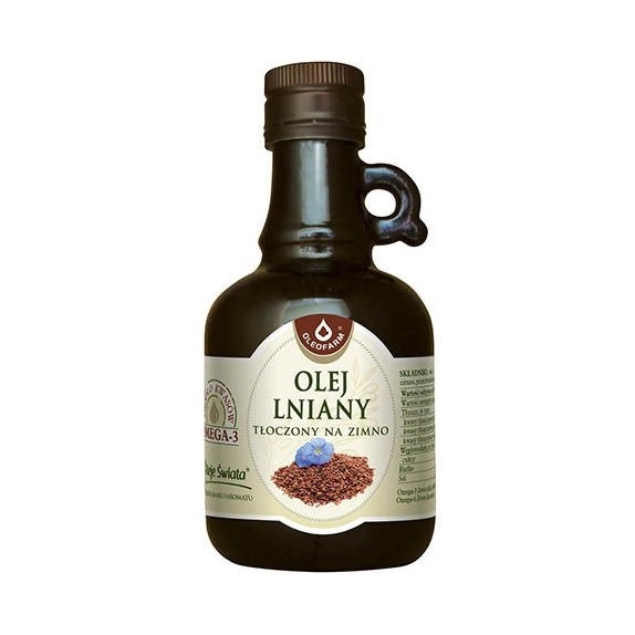 Olej lniany tłoczony na zimno 250 ml Oleofarm cena 11,90zł